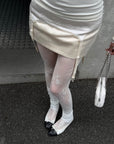 Rase le sol Embroidered Waist Garter Satin Mini Skirt