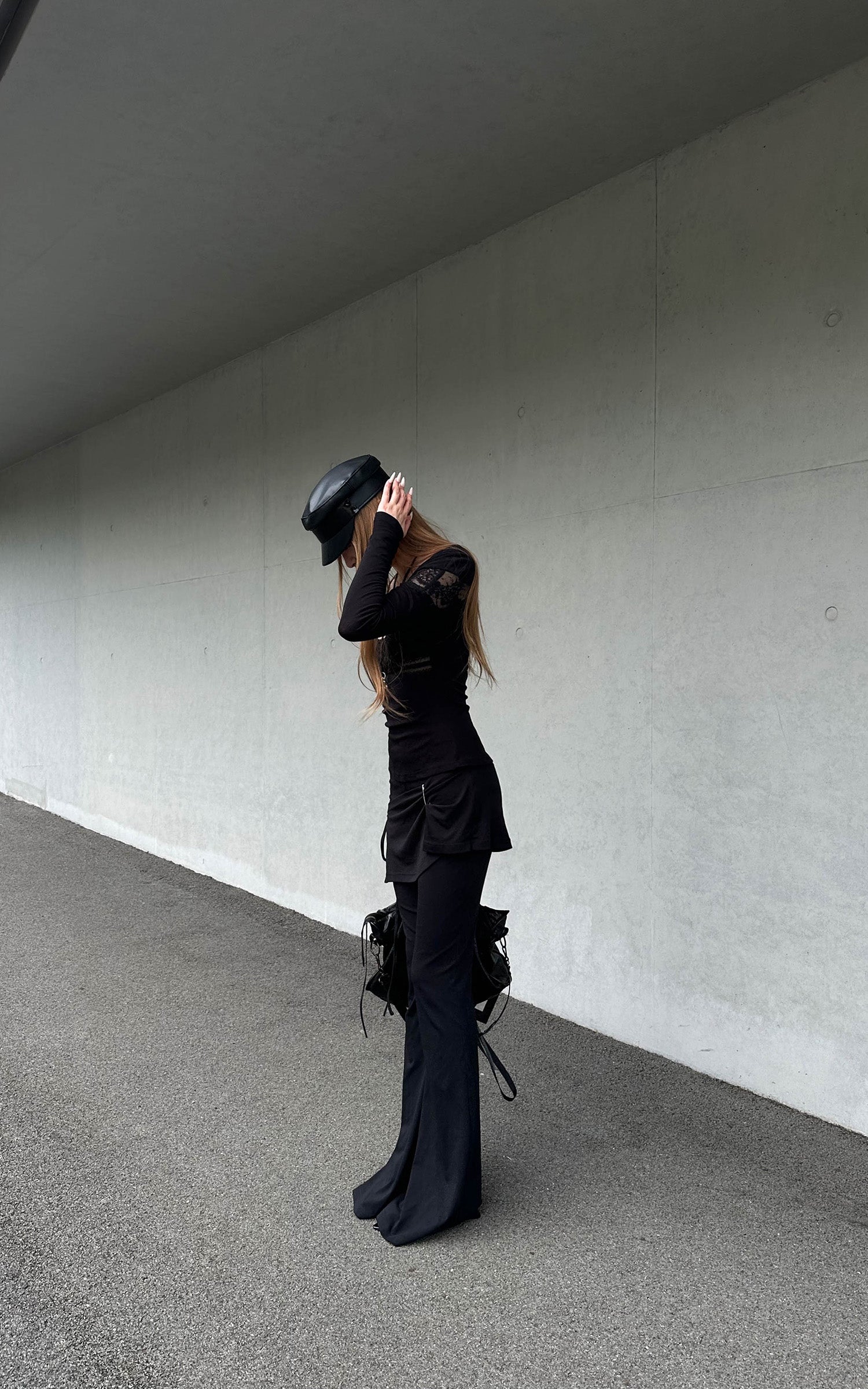 Rase le sol Asymmetric Draped Pin-Detail Flared Pants