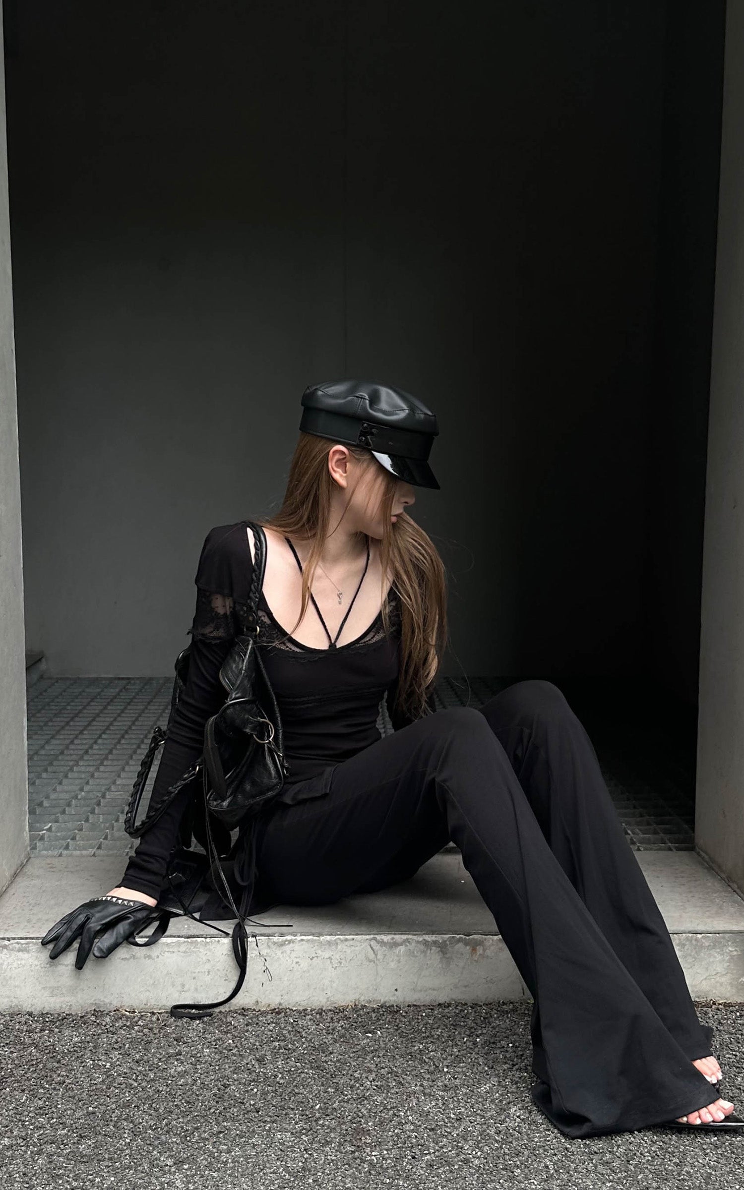 Rase le sol Asymmetric Draped Pin-Detail Flared Pants