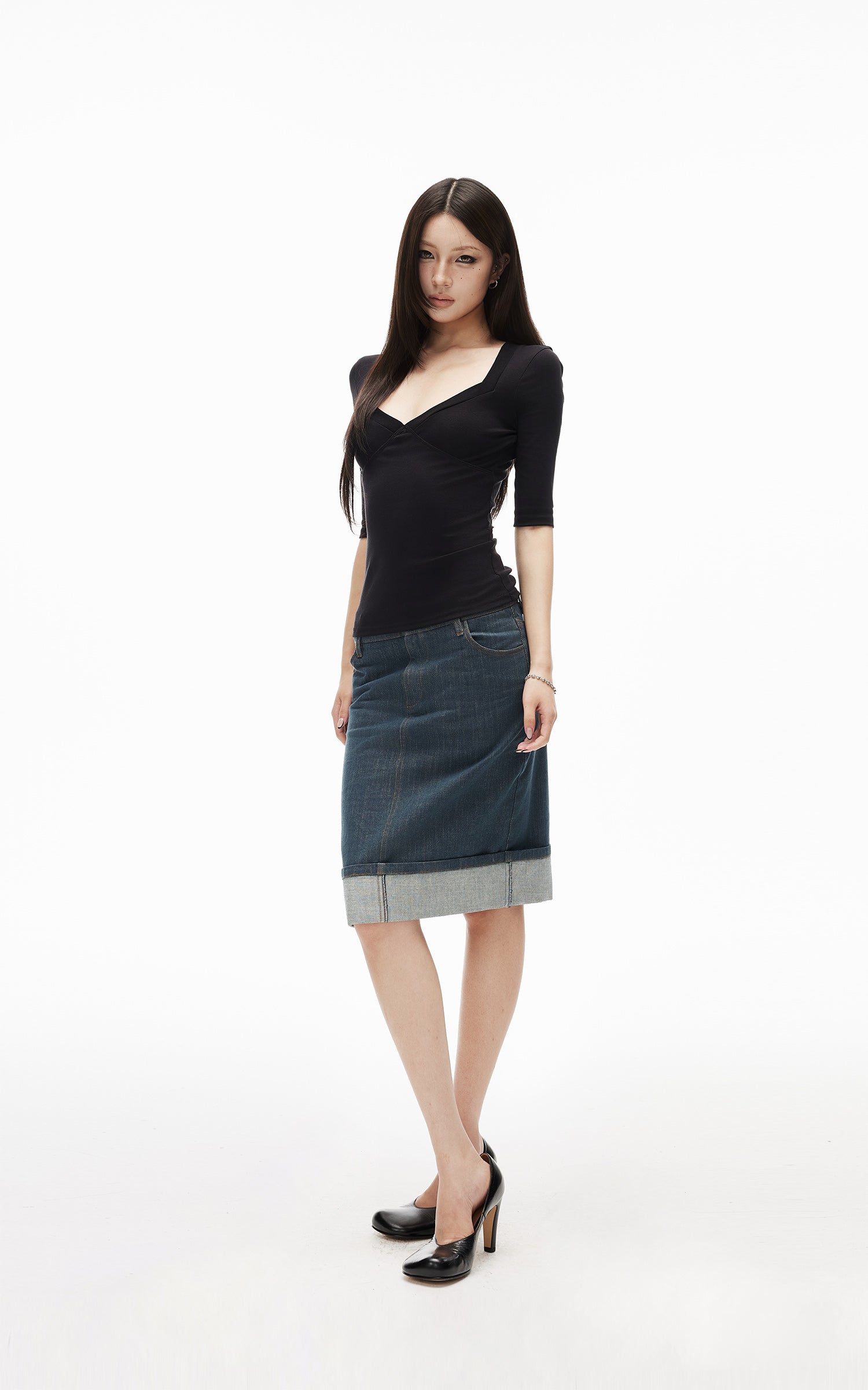 IAMXIAA Square Neck Seam Detail Top