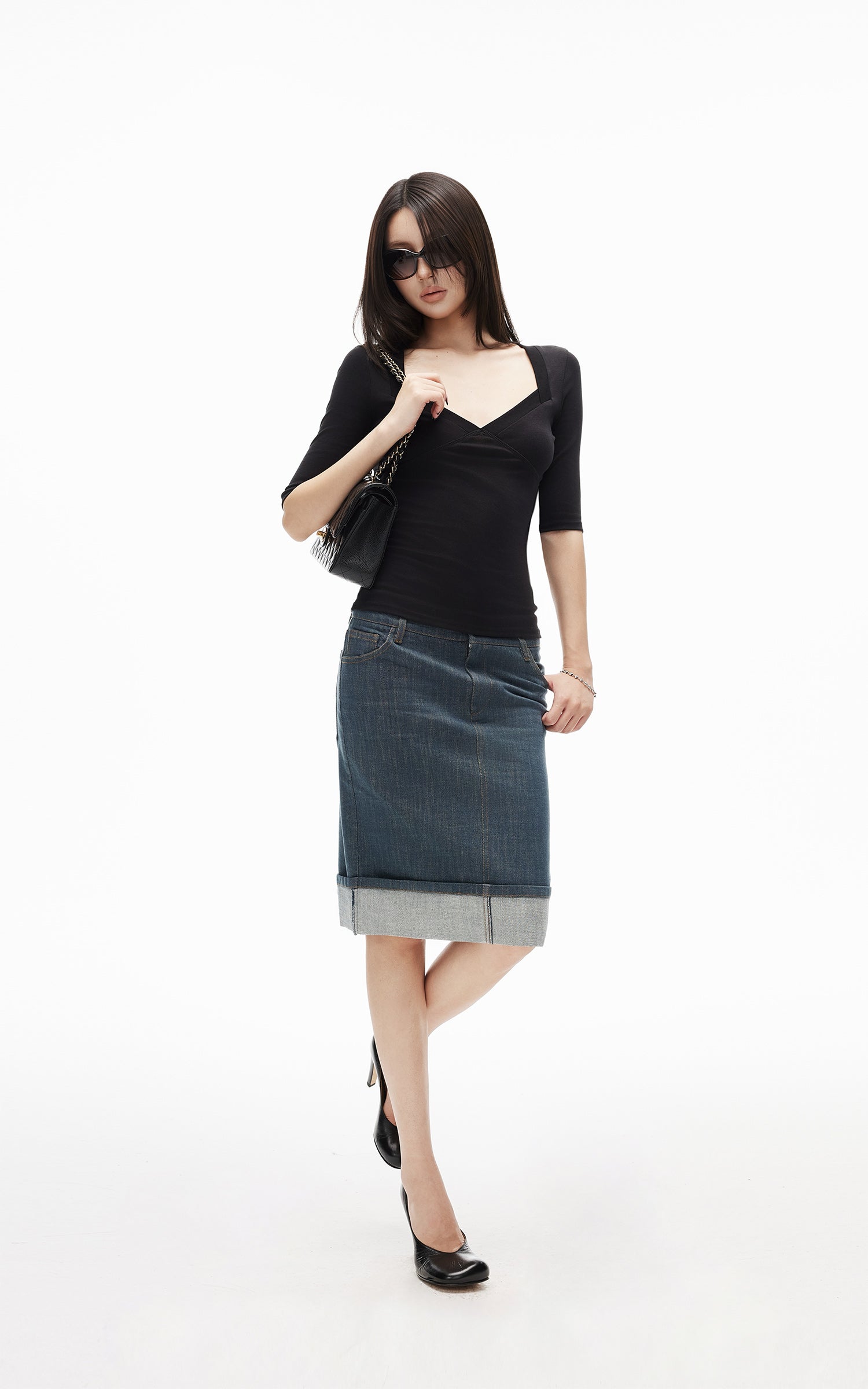 IAMXIAA Square Neck Seam Detail Top