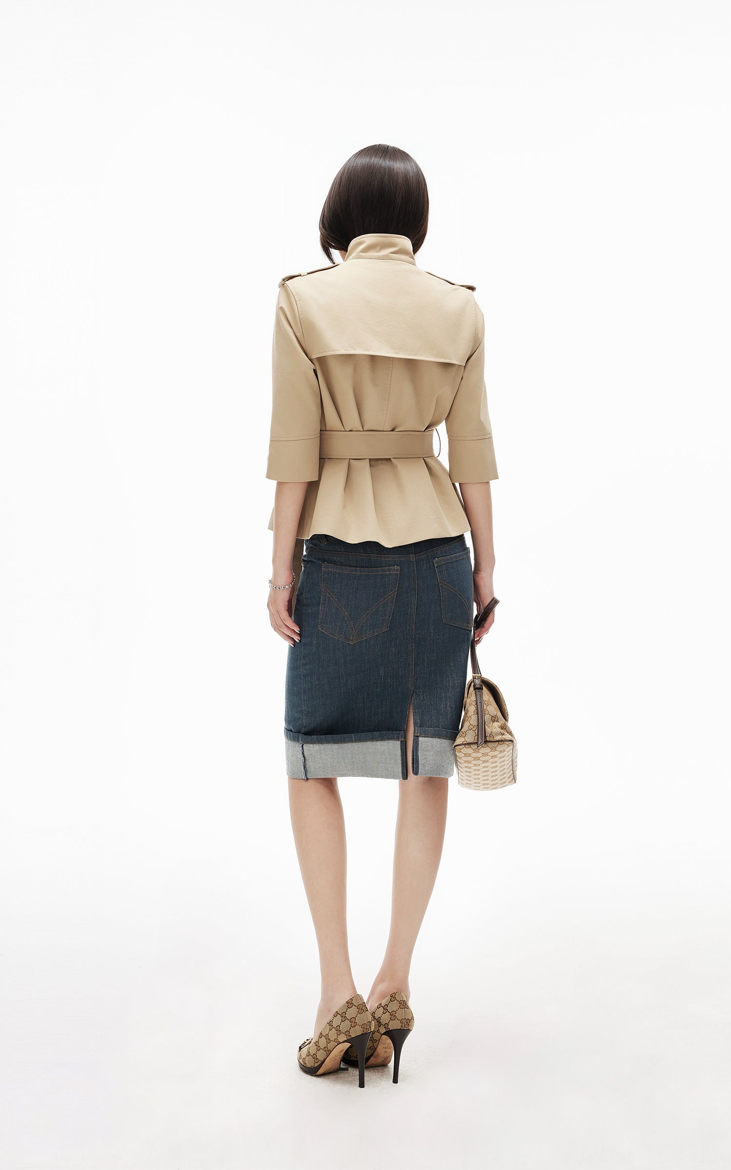 IAMXIAA Veste courte croisée à ceinture