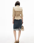 IAMXIAA Denim Folded Hem Midi Skirt