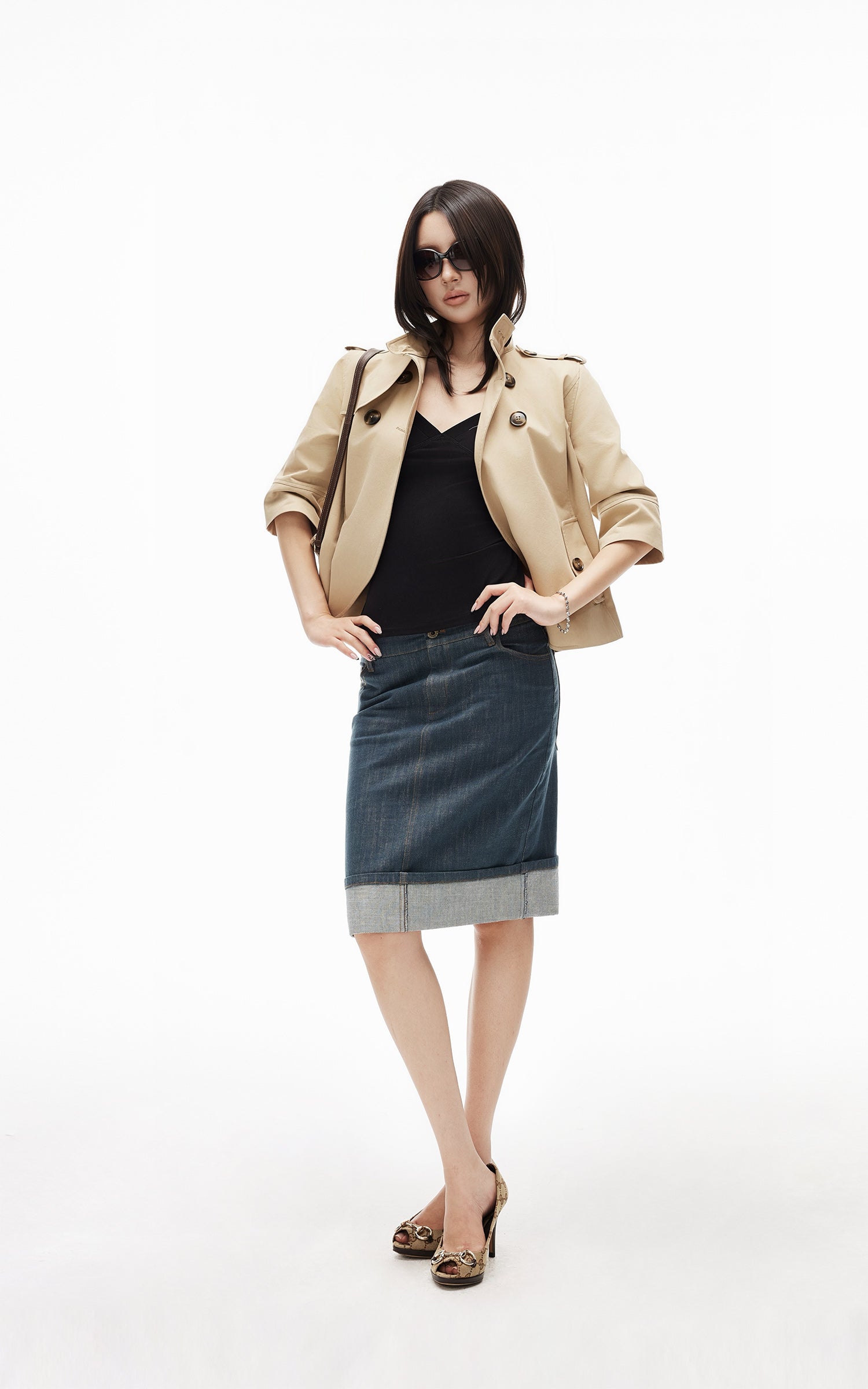 IAMXIAA Veste courte croisée à ceinture