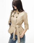 IAMXIAA Veste courte croisée à ceinture
