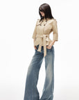 IAMXIAA Veste courte croisée à ceinture