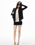 IAMXIAA Draped Tie-Front Long Sleeve Cardigan