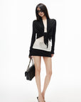 IAMXIAA Draped Tie-Front Long Sleeve Cardigan