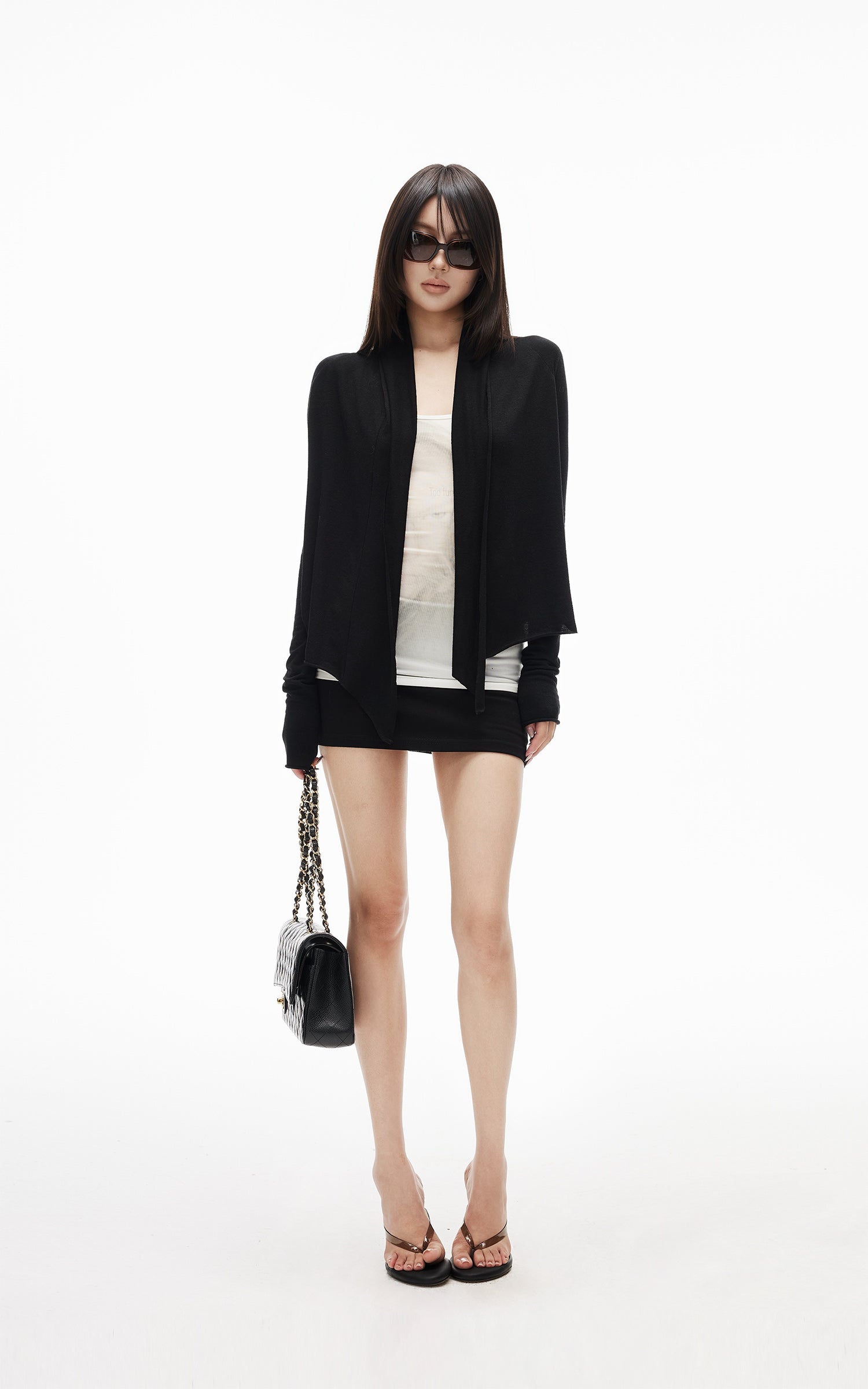 IAMXIAA Draped Tie-Front Long Sleeve Cardigan