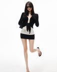 IAMXIAA Draped Tie-Front Long Sleeve Cardigan