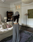 WARDEN EDGE Minimal Lounge Three Piece Set with Zip-Up Hoodie, Striped Cropped Camisole and Wide Leg Sweatpants