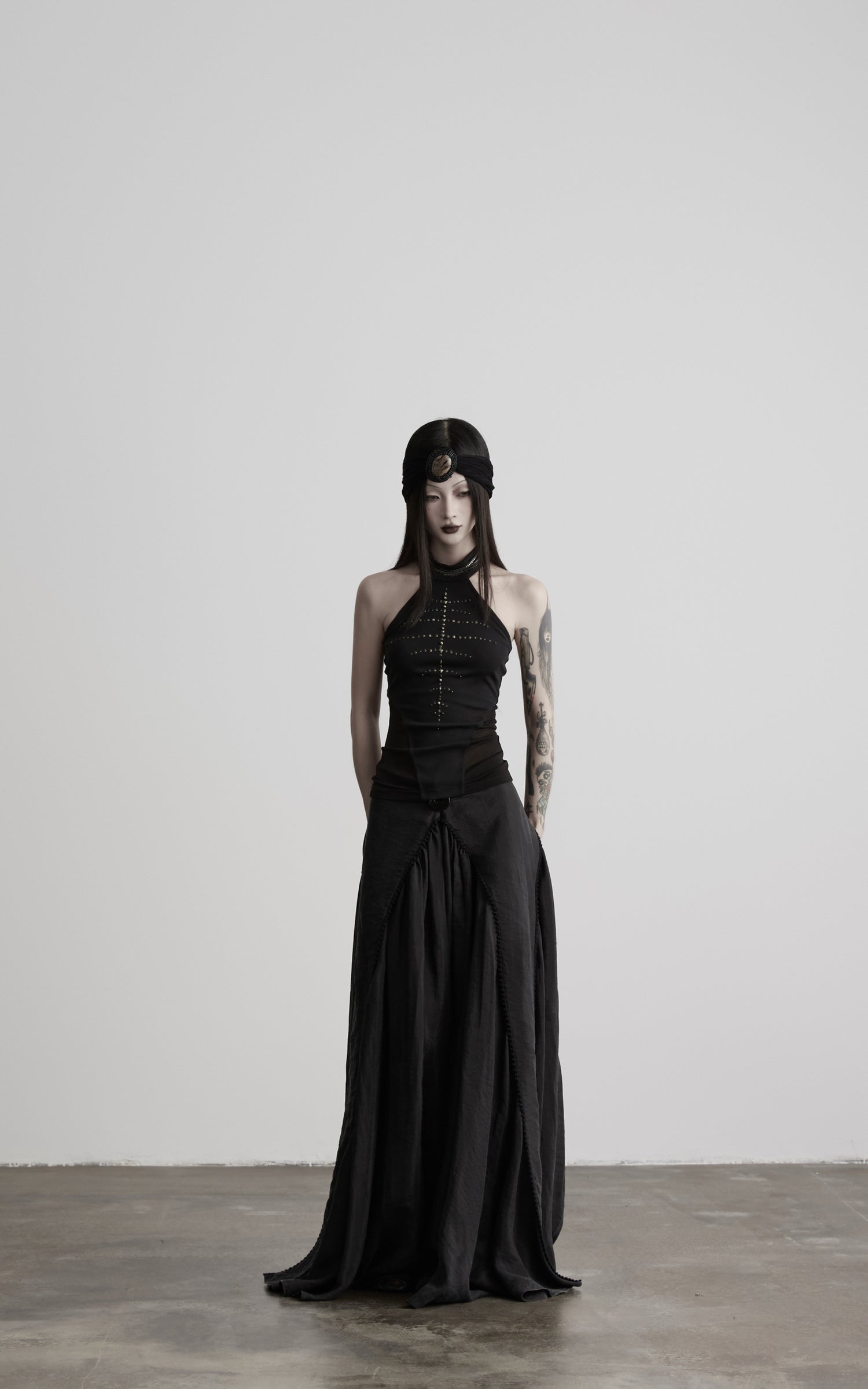 DOINDULGE Reversible Lace-Up Gathered Maxi Skirt
