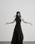 DOINDULGE Reversible Lace-Up Gathered Maxi Skirt