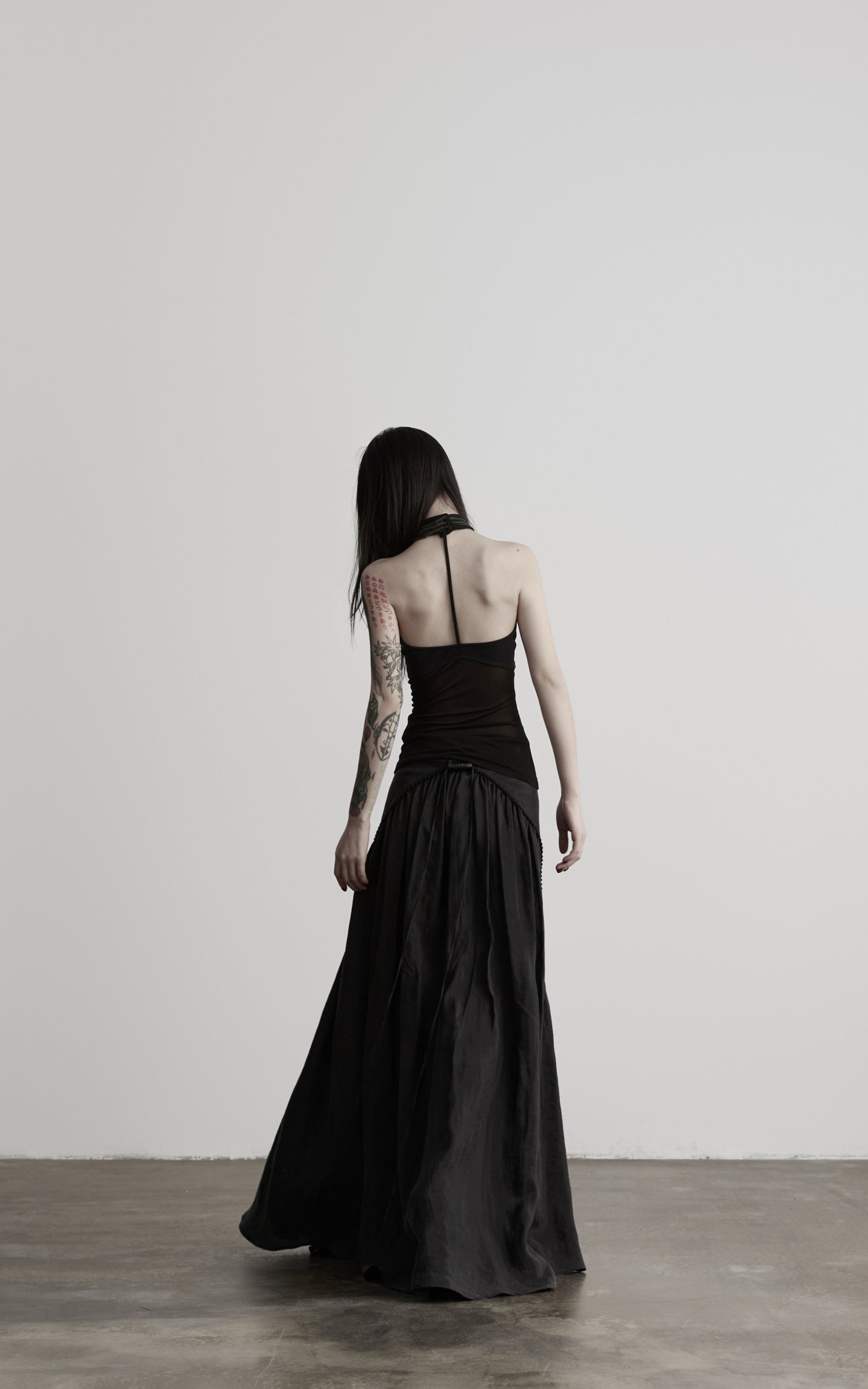 DOINDULGE Reversible Lace-Up Gathered Maxi Skirt