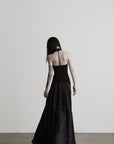 DOINDULGE Reversible Lace-Up Gathered Maxi Skirt