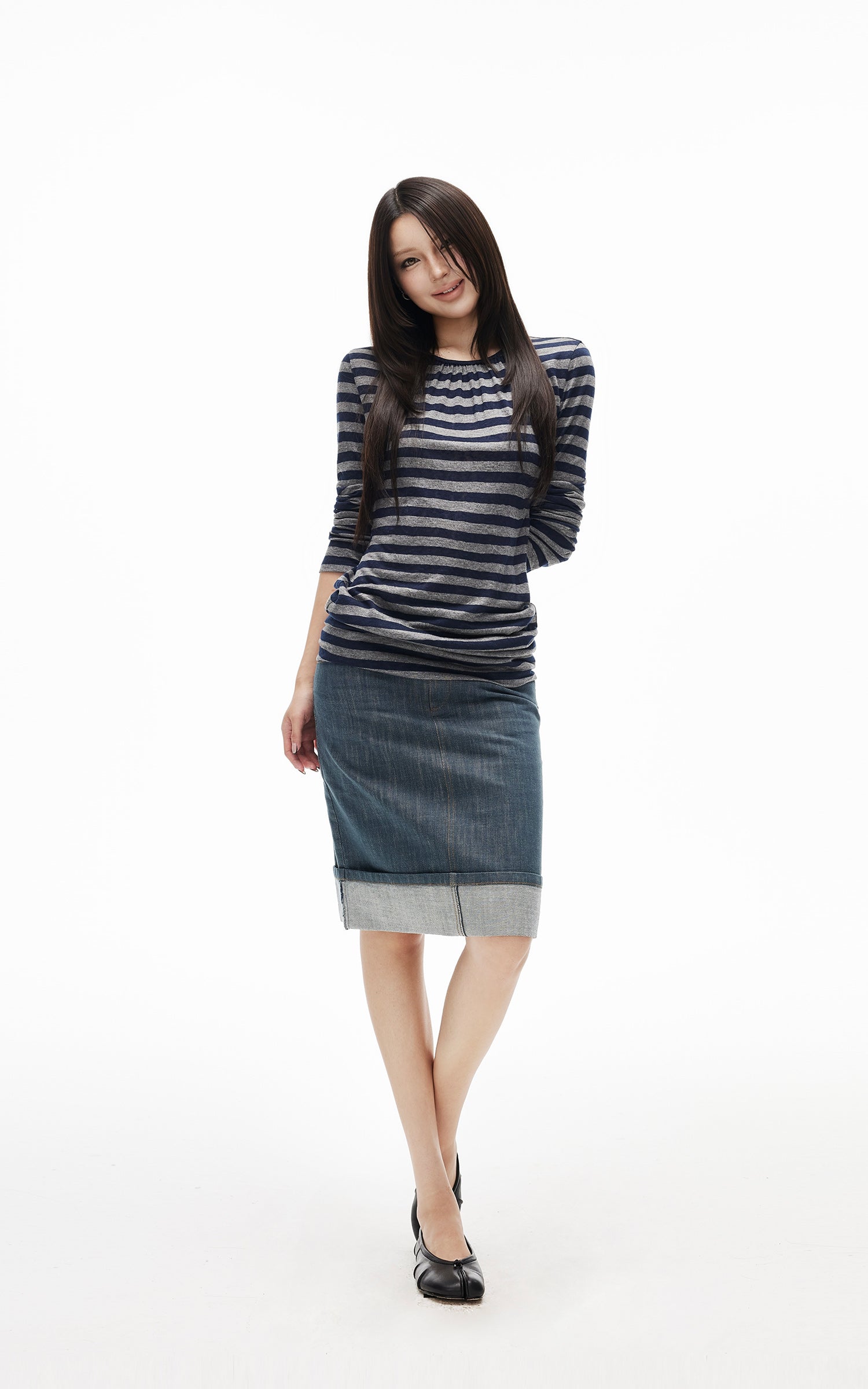 IAMXIAA Striped Open Back Long Sleeve Top