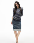 IAMXIAA Striped Open Back Long Sleeve Top