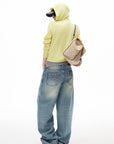 IAMXIAA Butter Yellow Knit Zip-Up Hoodie