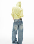 IAMXIAA Butter Yellow Knit Zip-Up Hoodie