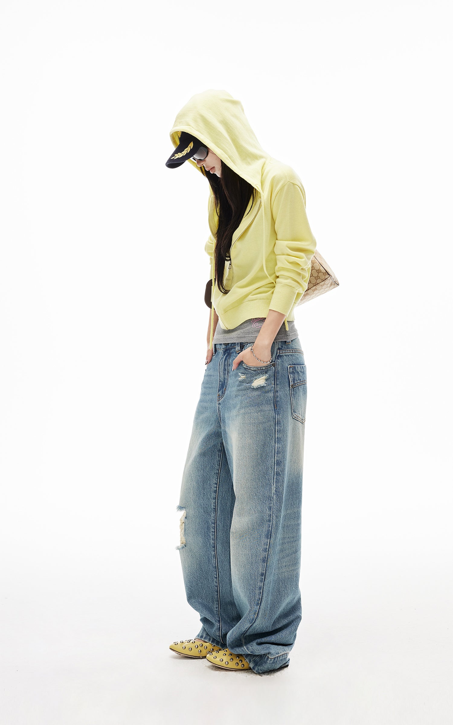 IAMXIAA Butter Yellow Knit Zip-Up Hoodie