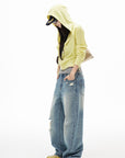IAMXIAA Butter Yellow Knit Zip-Up Hoodie
