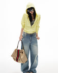 IAMXIAA Butter Yellow Knit Zip-Up Hoodie