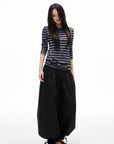IAMXIAA Striped Open Back Long Sleeve Top