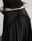 DOINDULGE Reversible Lace-Up Gathered Maxi Skirt