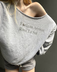 Rase le sol Fortune Arrives Raw Edge Off-Shoulder Oversized Long Sleeve Sweatshirt
