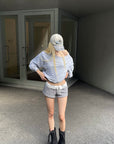 Rase le sol Fortune Arrives Raw Edge Off-Shoulder Oversized Long Sleeve Sweatshirt