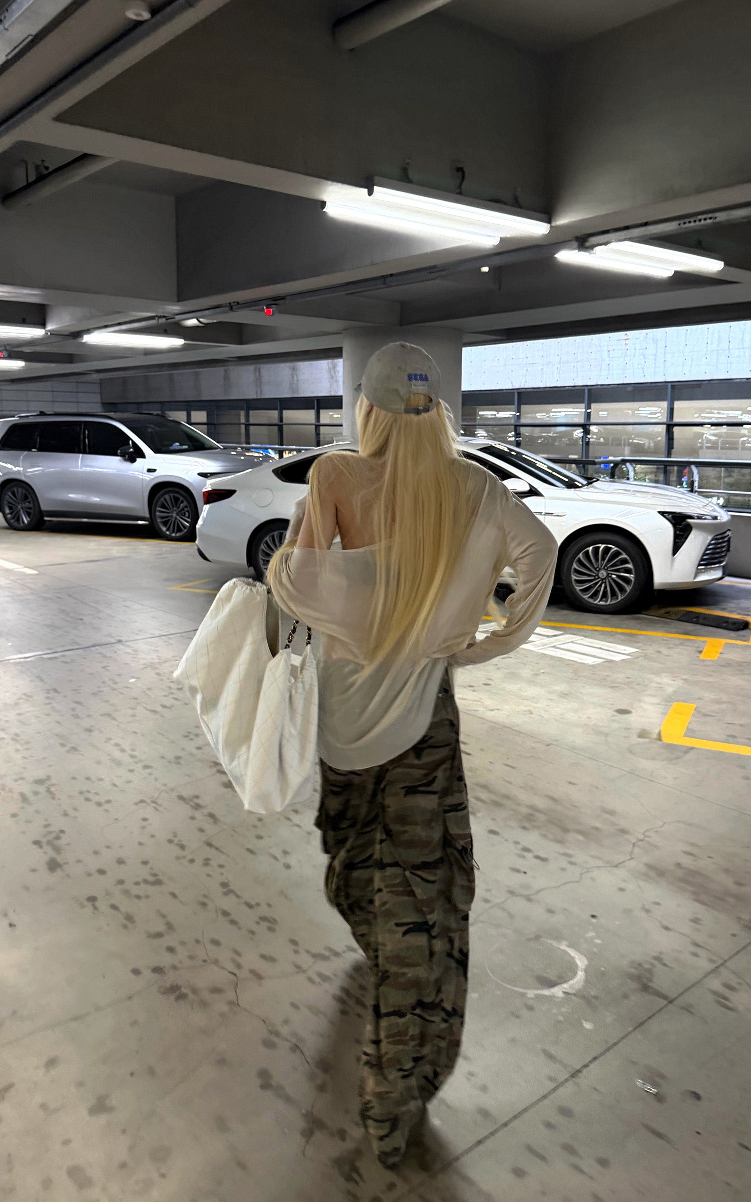 Rase le sol Gathered Cargo Pocket Camouflage Wide-Leg Pants