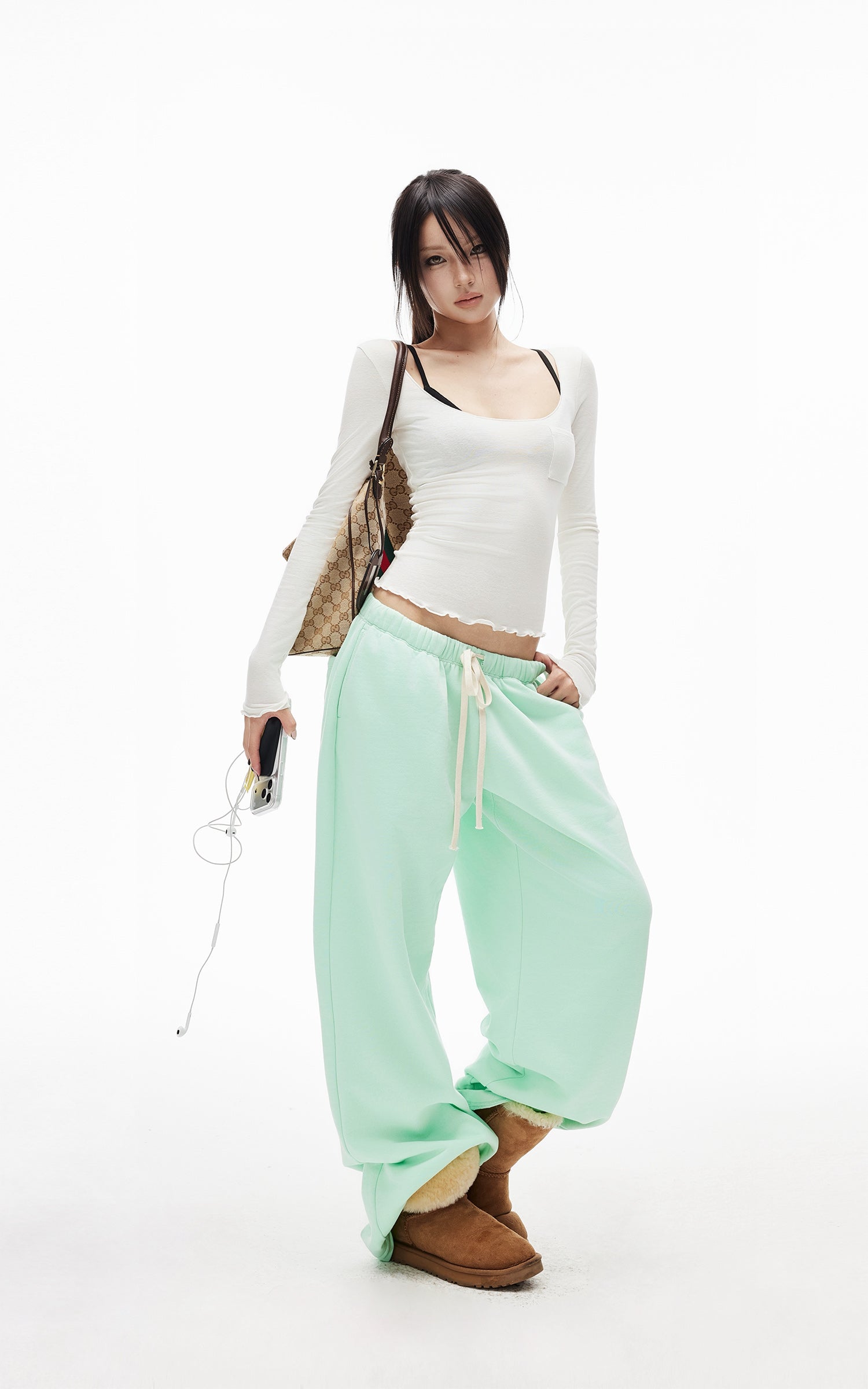 IAMXIAA Scoop Neck Pocket Long Sleeve Tee