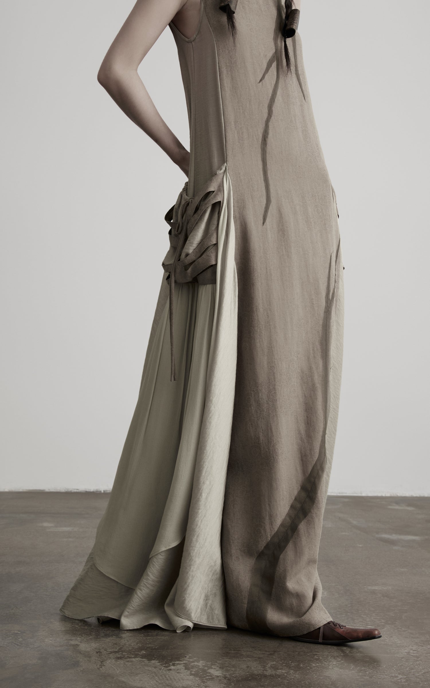 DOINDULGE Draped Pocket Panel Tank Maxi Dress