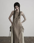 DOINDULGE Draped Pocket Panel Tank Maxi Dress