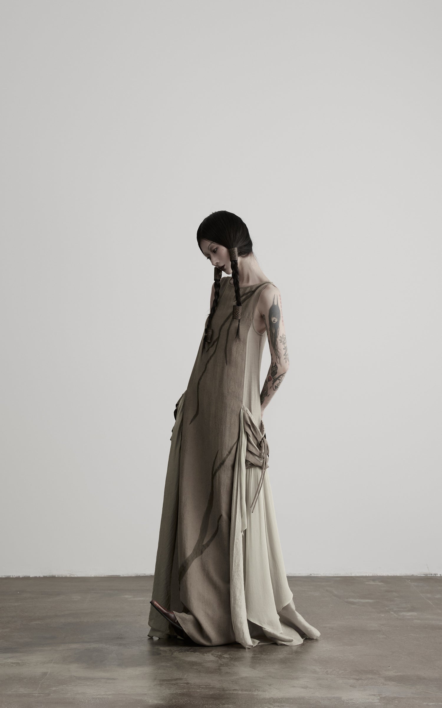 DOINDULGE Draped Pocket Panel Tank Maxi Dress