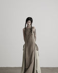 DOINDULGE Draped Pocket Panel Tank Maxi Dress
