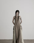 DOINDULGE Draped Pocket Panel Tank Maxi Dress