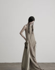 DOINDULGE Draped Pocket Panel Tank Maxi Dress