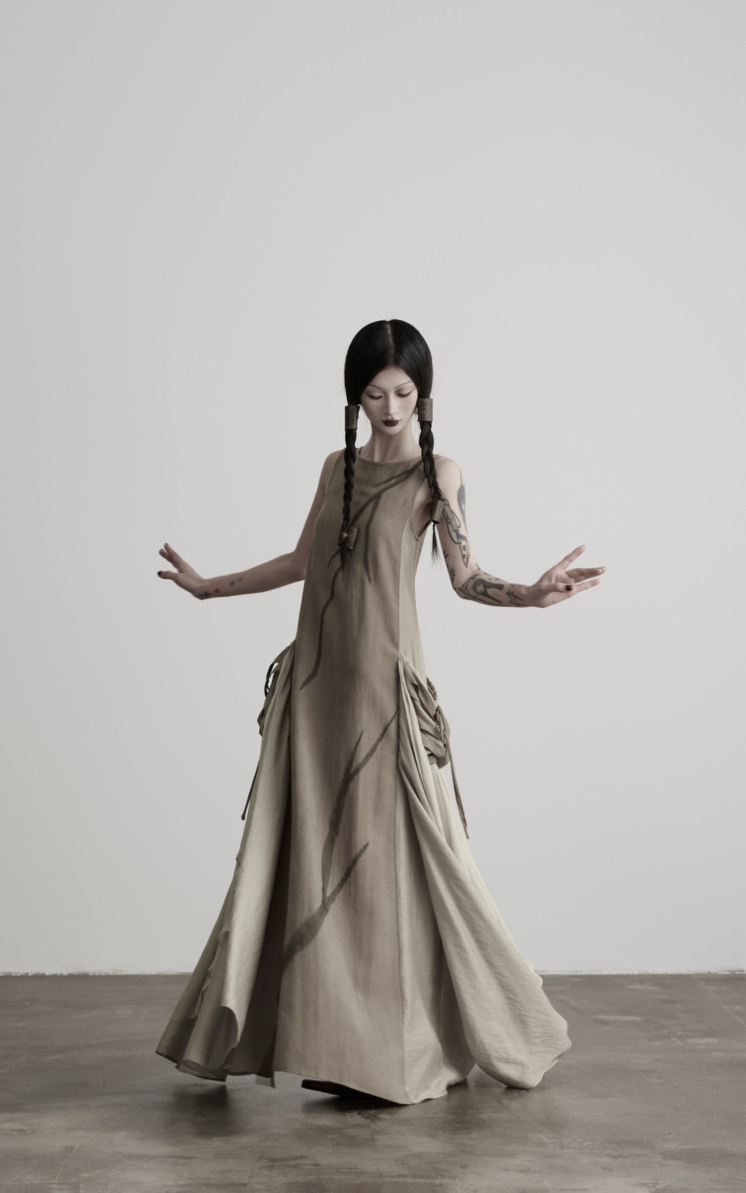DOINDULGE Draped Pocket Panel Tank Maxi Dress