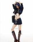 IAMXIAA Cropped Hoodie Bodycon Mini Skirt Set
