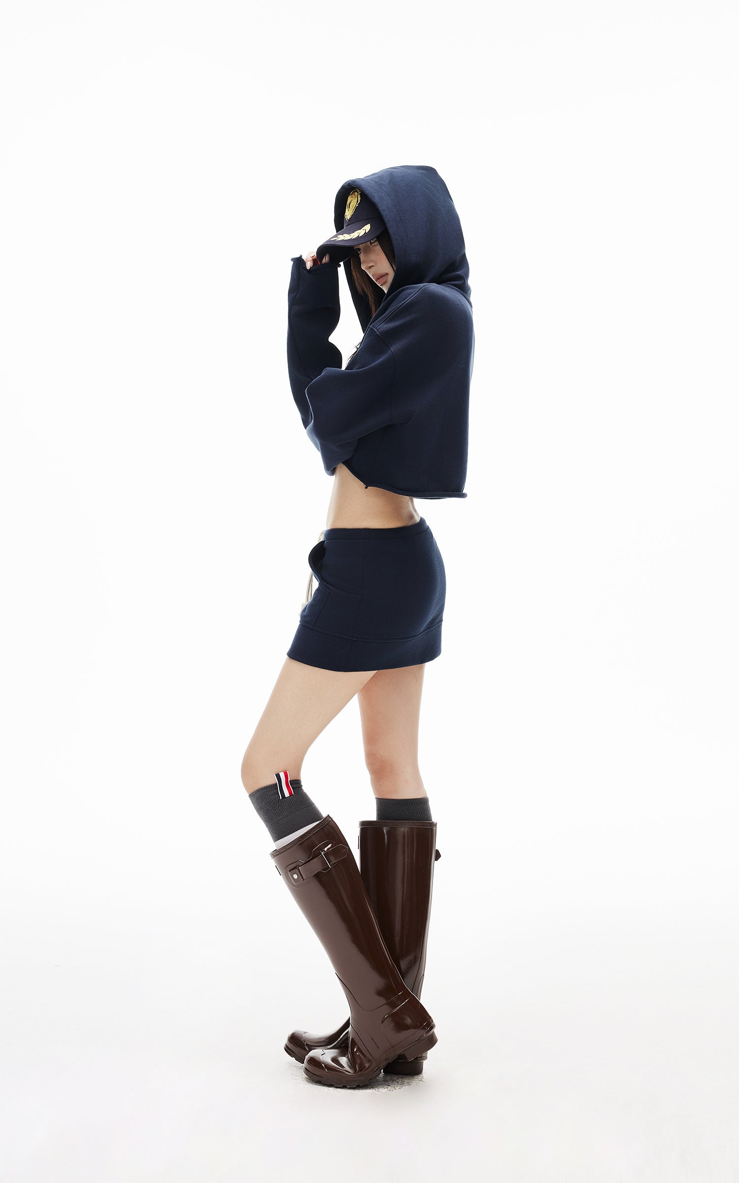 IAMXIAA Cropped Hoodie Bodycon Mini Skirt Set