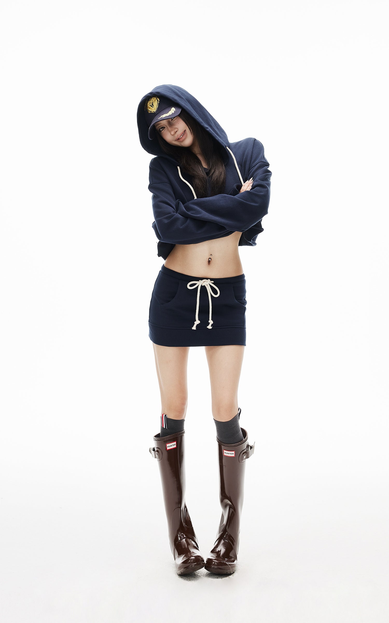 IAMXIAA Cropped Hoodie Bodycon Mini Skirt Set