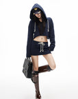 IAMXIAA Cropped Hoodie Bodycon Mini Skirt Set