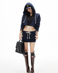 IAMXIAA Cropped Hoodie Bodycon Mini Skirt Set