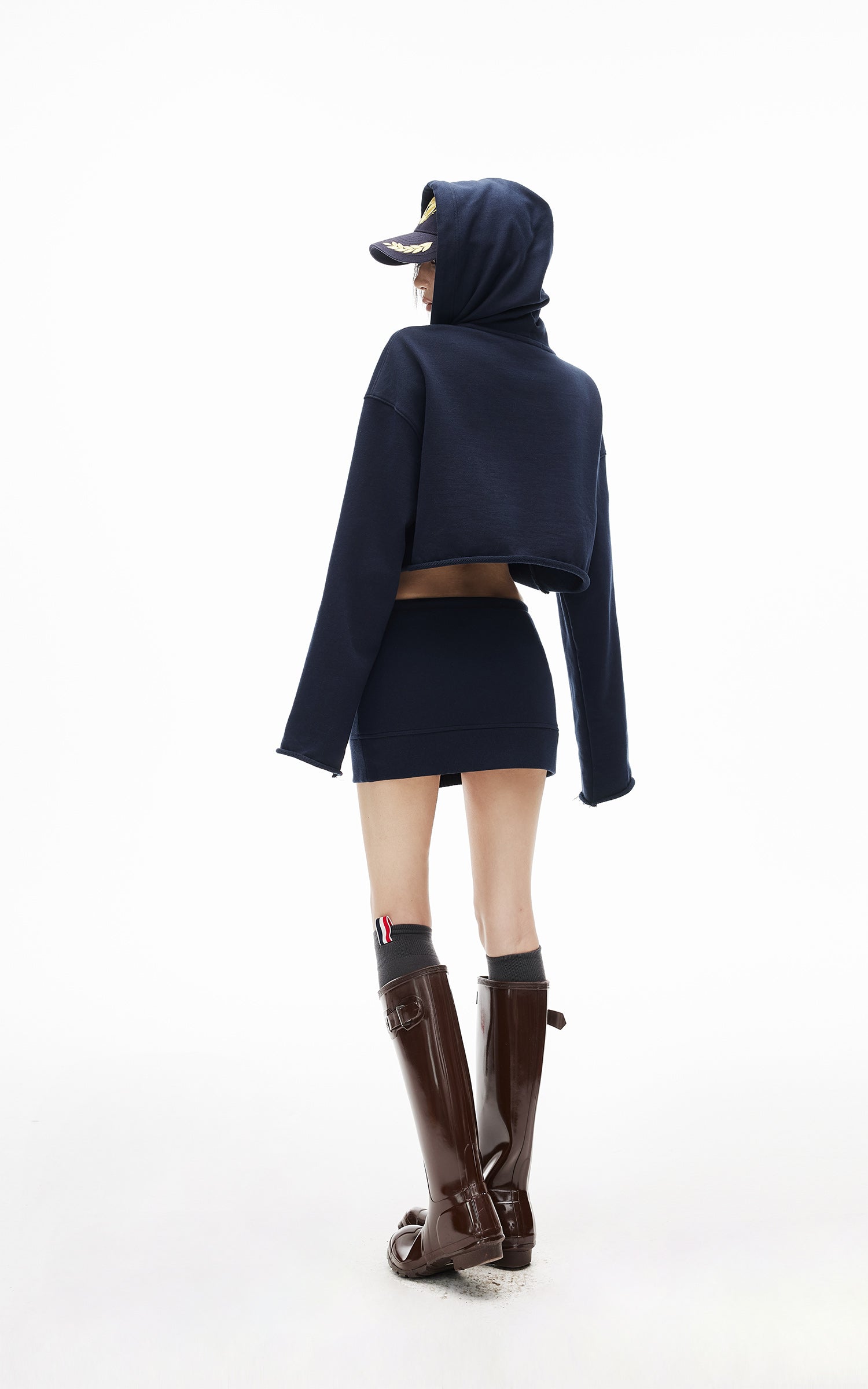IAMXIAA Cropped Hoodie Bodycon Mini Skirt Set