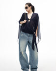 IAMXIAA Light Wash Distressed Baggy Jeans