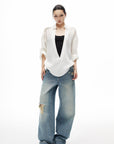 IAMXIAA Sheer Plunge Collar Shirt