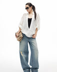 IAMXIAA Sheer Plunge Collar Shirt
