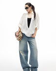 IAMXIAA Light Wash Distressed Baggy Jeans