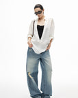 IAMXIAA Sheer Plunge Collar Shirt